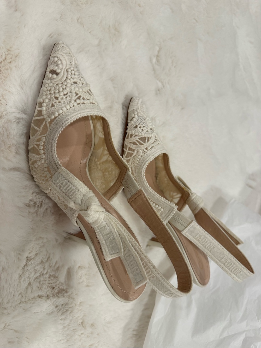 Christian Dior J'adior lace and leather slingback pumps - Picture 7 of 12